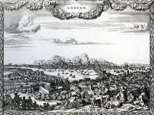 De Grote Brand van Londen, gegraveerd door Justus Danckerts, ca. 1670-90s door English School